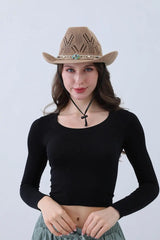 Turquoise Statement Cowboy Hat – Bold Cutout Artistry🌵✨