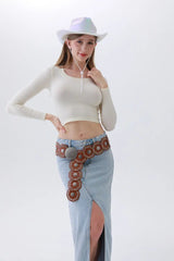 Classic Western Leather Belt – Vintage Cowboy Style ⚜️🤠 - Boho Clothing and Accessories - Flyclothing LLC