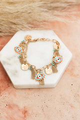 Golden Gaze Eyelet Charm Bracelet