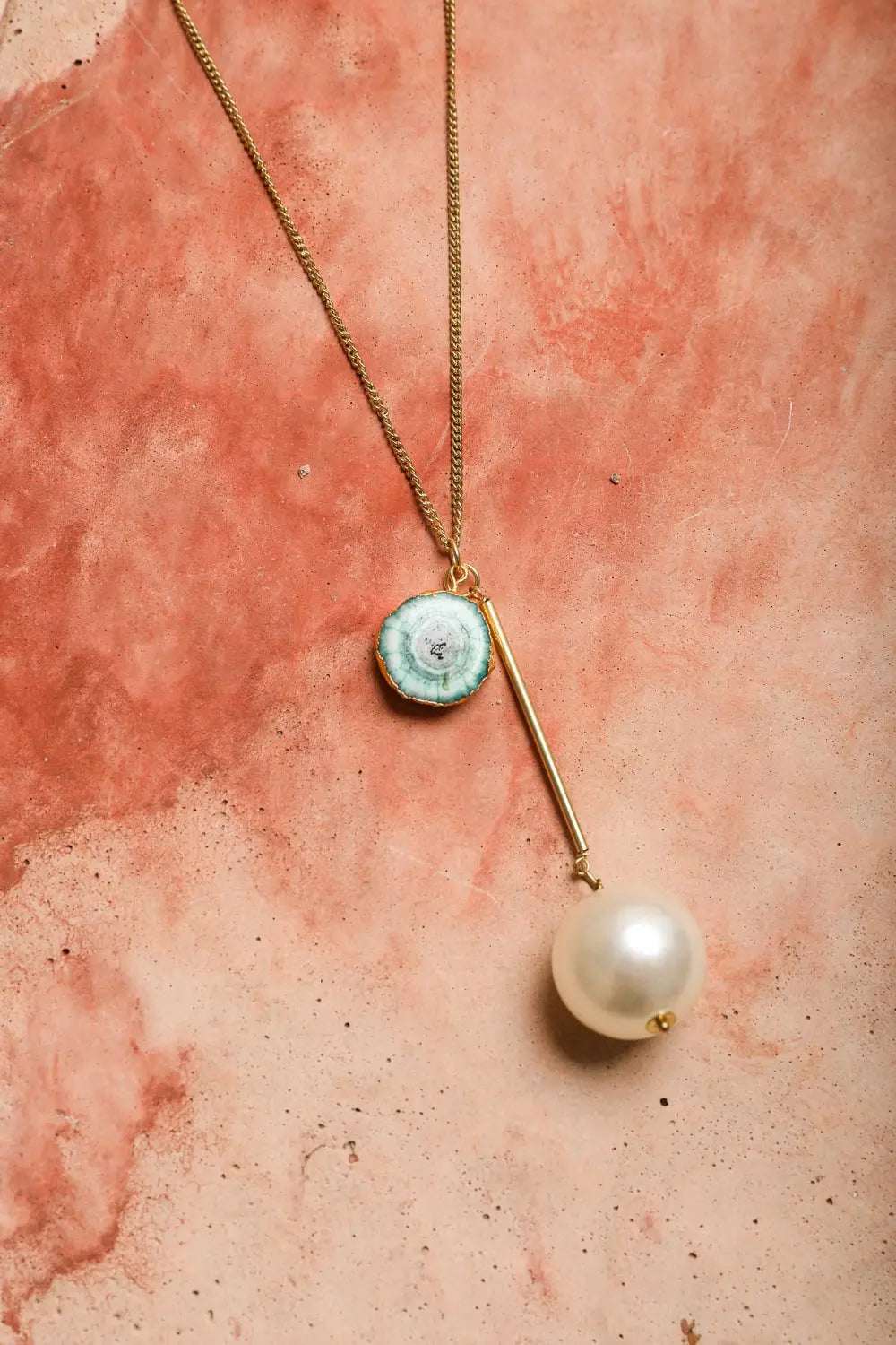 Gem and Pearl Pendant Necklace - Boho Clothing and Accessories - Flyclothing LLC