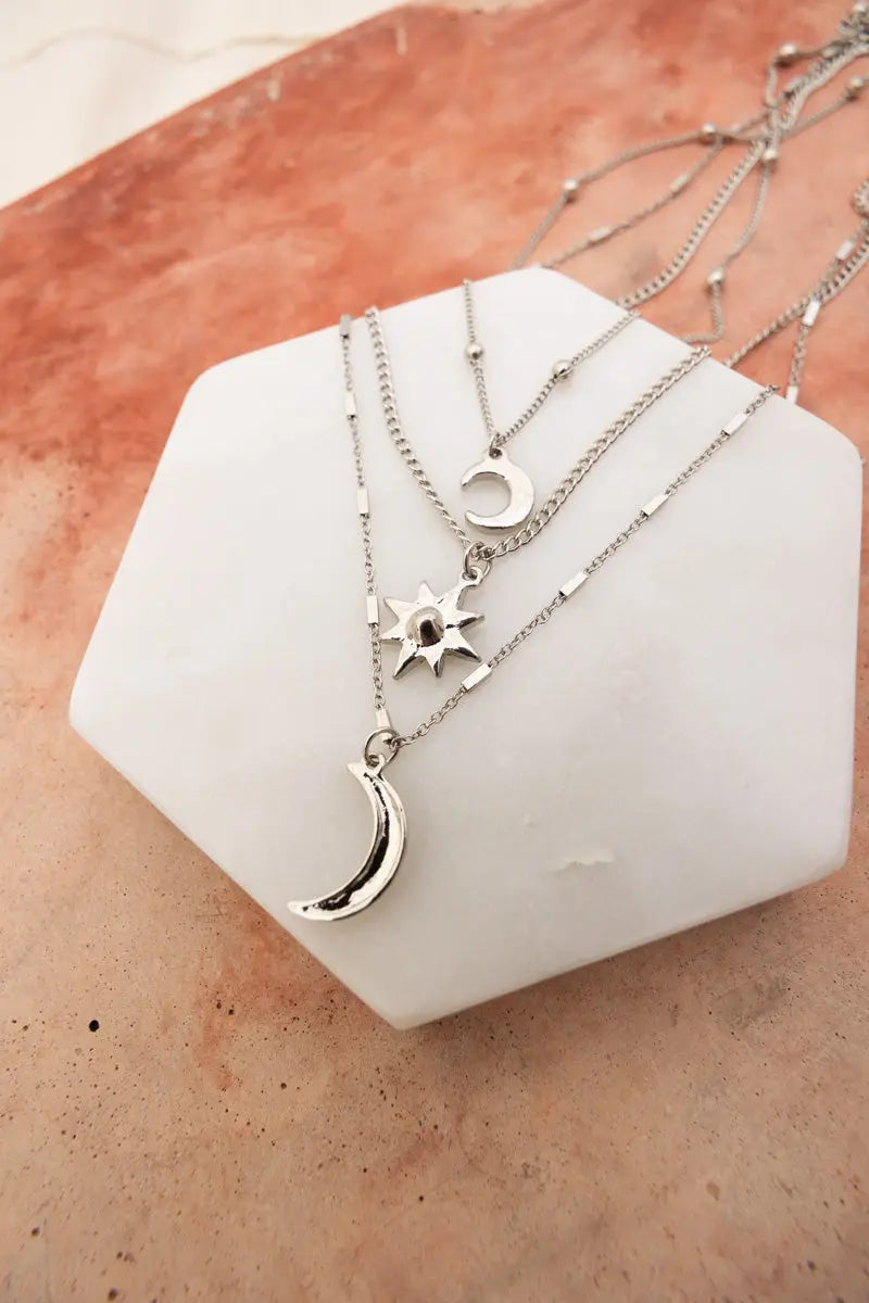 Celestial Layered Necklace - Moon and Star Charms 🌜✨ - Boho Clothing and Accessories - Flyclothing LLC