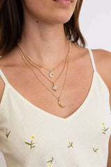 Celestial Layered Necklace - Moon and Star Charms 🌜✨ - Boho Clothing and Accessories - Flyclothing LLC