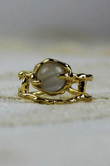 Moonstone & Zirconia Nugget Ring – French Minimalist Jewelry 🌙💎