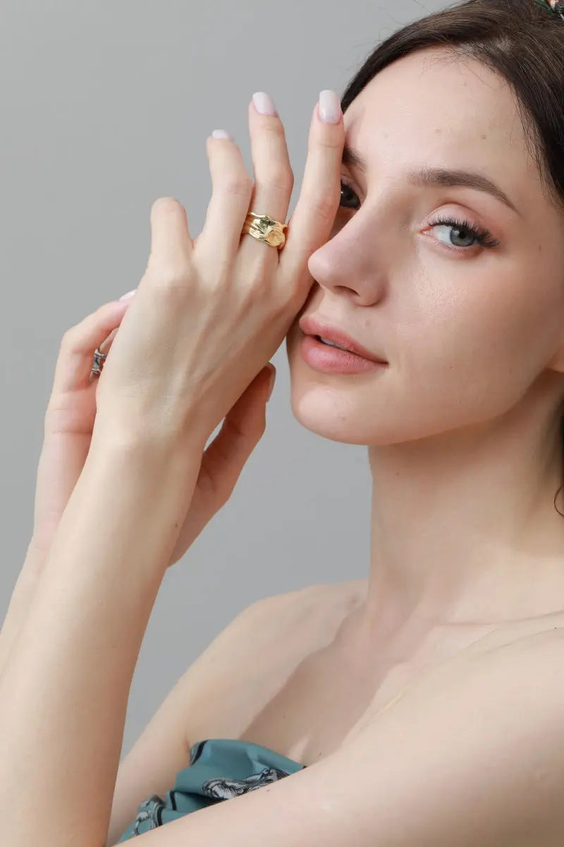 Luxe Asymmetrical Nugget Rings – Minimalist Open-Band Jewelry 🌟⛓️ - Boho Clothing and Accessories - Flyclothing LLC