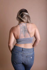 Tattoo Back Bralette – Embroidered Mesh Racerback Style