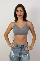 Comfort Chic Ribbed Lace Padded Bralette - Boho Clothing and Accessories - Flyclothing LLC