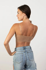 Comfort Chic Ribbed Lace Padded Bralette - Boho Clothing and Accessories - Flyclothing LLC