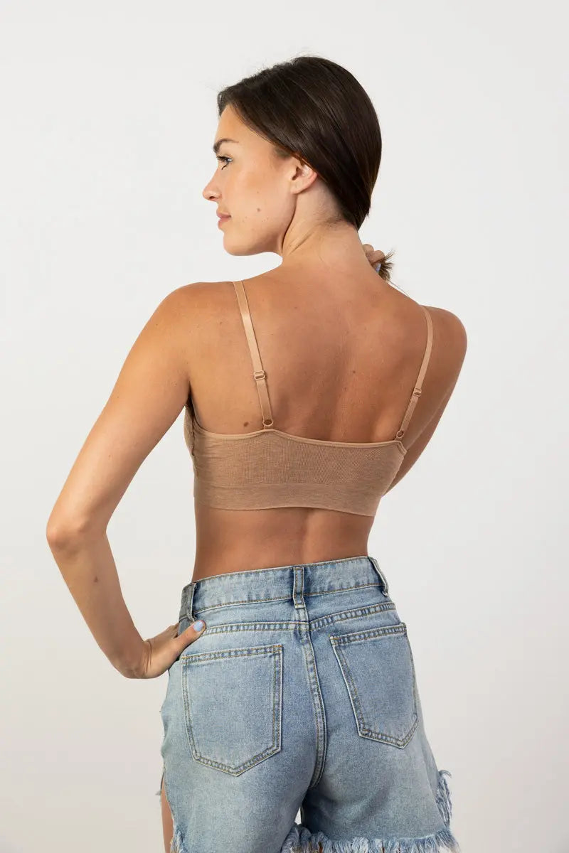 Comfort Chic Ribbed Lace Padded Bralette - Boho Clothing and Accessories - Flyclothing LLC