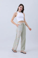 Boho Contrast Pants – Mismatched Legs & Tie-Waist for Lounging - Boho Clothing and Accessories - Flyclothing LLC