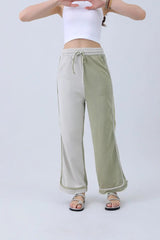 Breathable Wide-Leg Pants – Olive Two-Tone Straight Fit