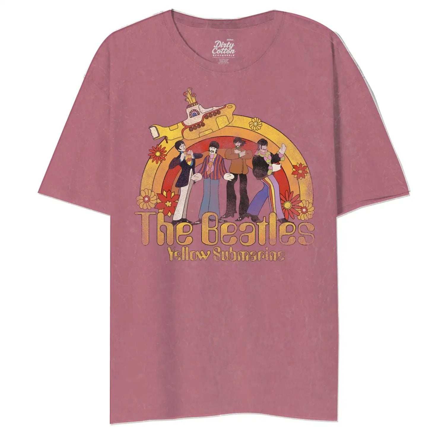 Yellow Submarine By The Beatles Half Floral Rainbow Unisex T-Shirt - The Beatles - Flyclothing LLC