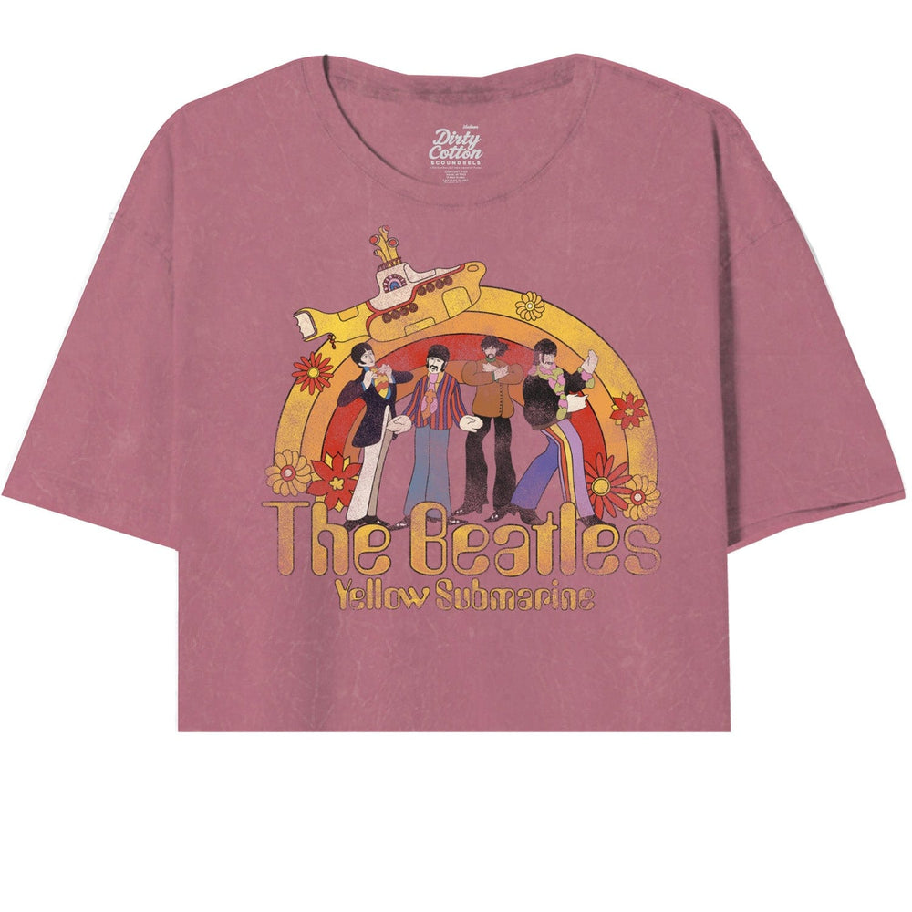 Yellow Submarine By The Beatles Half Floral Rainbow Oversize Crop Top - The Beatles