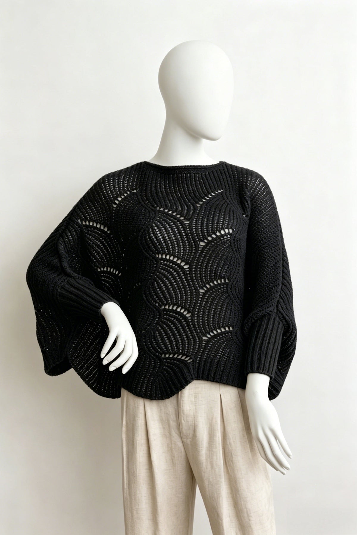 Texture Trend Sleeve-Knit Poncho