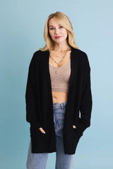 Cozy Open-Front Waffle Knit Long Cardigan - Winter Staple ⛄