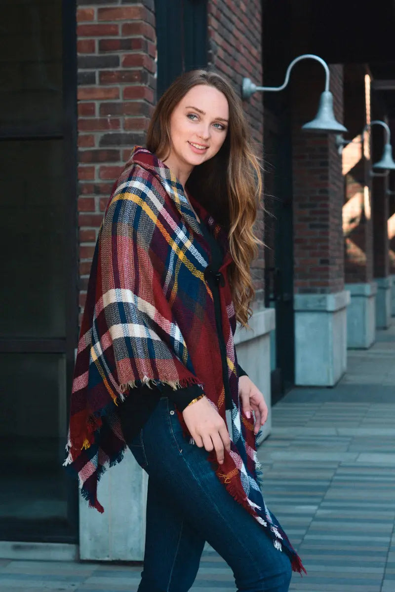 Classic Flannel Toggle Poncho - Boho Clothing and Accessories - Flyclothing LLC