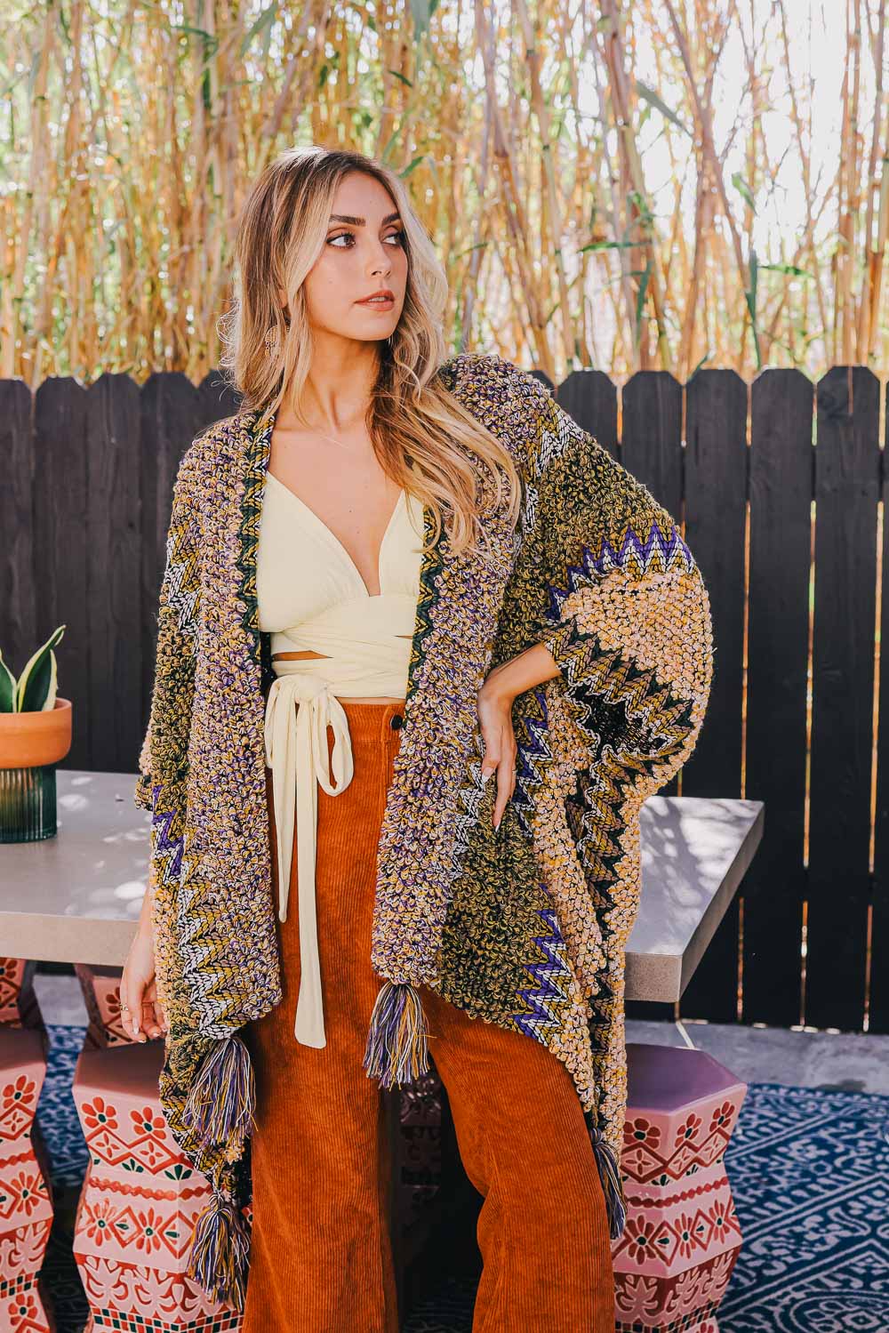 Cuddle Season Crochet Patterned Ruana - Boho Clothing and Accessories - Flyclothing LLC
