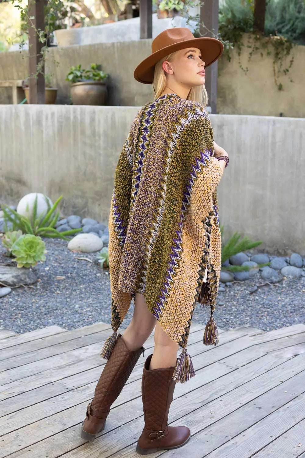 Cuddle Season Crochet Patterned Ruana - Boho Clothing and Accessories - Flyclothing LLC