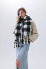 Classic Striped & Checkered Scarf – Timeless Fringe Elegance🧣✨