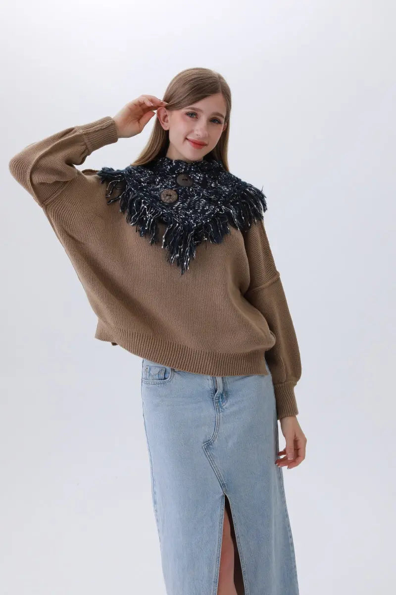Organic Coconut Button Infinity Scarf – Textured Cocoon Wrap 🌿🧣