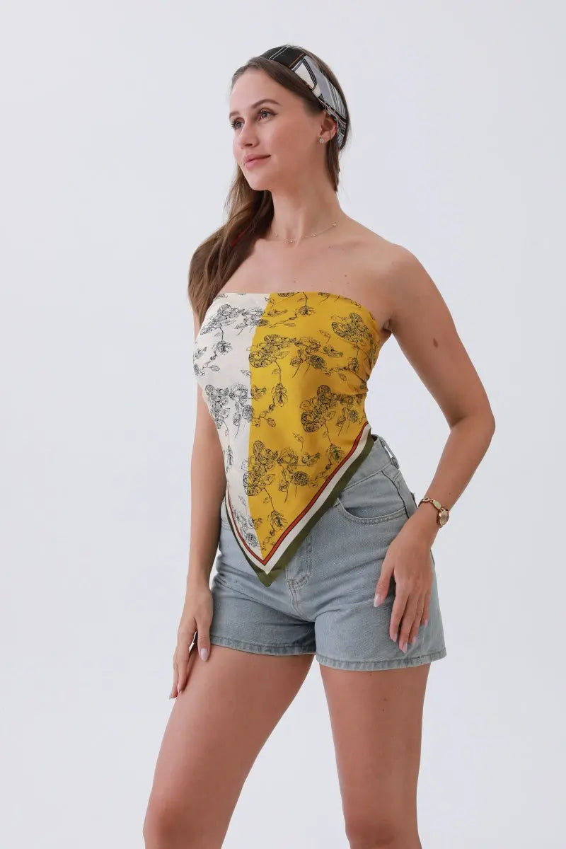 Gilded Ivy Bandana – Oversized Silk & Botanical Glam🌿 - Boho Clothing and Accessories - Flyclothing LLC