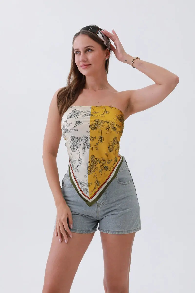 Gilded Ivy Bandana – Oversized Silk & Botanical Glam🌿 - Boho Clothing and Accessories - Flyclothing LLC
