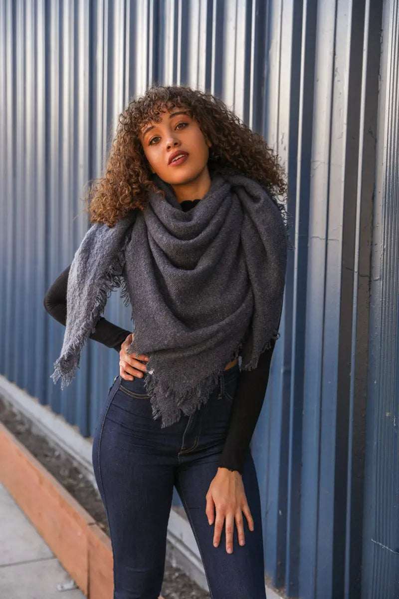 Mohair Square Blanket Scarf - Boho Clothing and Accessories - Flyclothing LLC