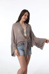 Flounce Tie-Front Kimono Wrap - Boho Clothing and Accessories - Flyclothing LLC