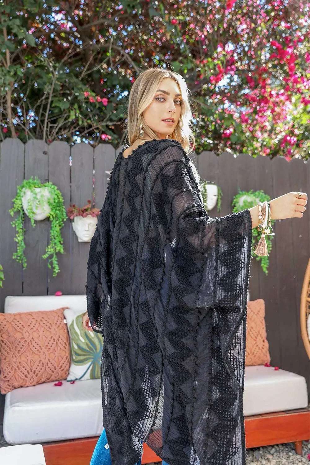 Soft Embroidered Zig Zag Kimono - Boho Clothing and Accessories - Flyclothing LLC