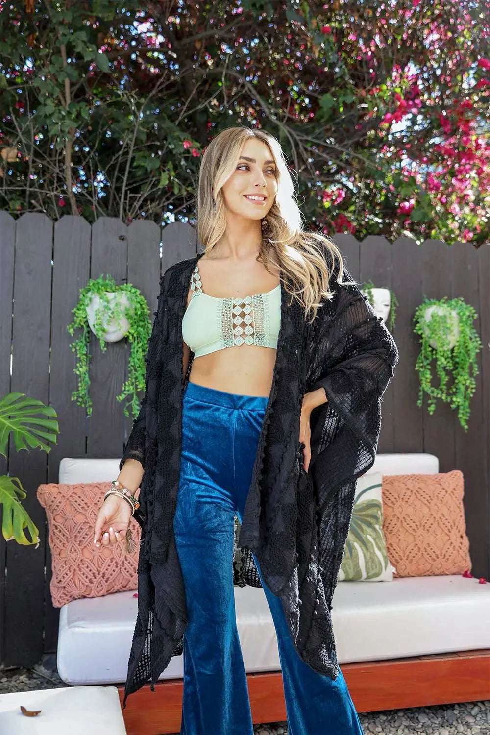 Soft Embroidered Zig Zag Kimono - Boho Clothing and Accessories - Flyclothing LLC