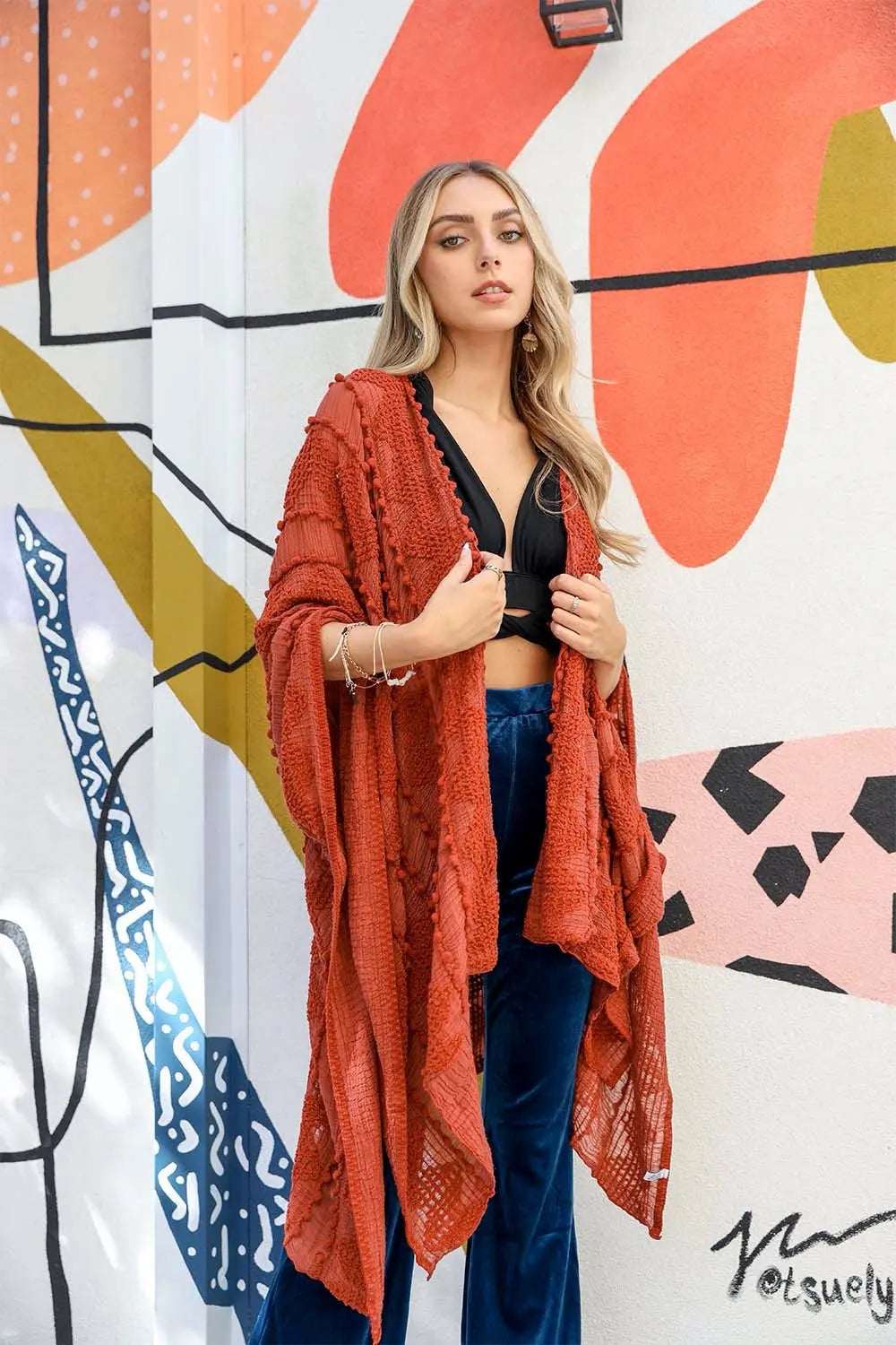 Soft Embroidered Zig Zag Kimono - Boho Clothing and Accessories - Flyclothing LLC