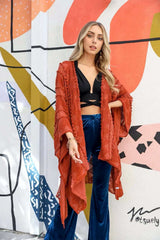 Soft Embroidered Zig Zag Kimono - Boho Clothing and Accessories - Flyclothing LLC