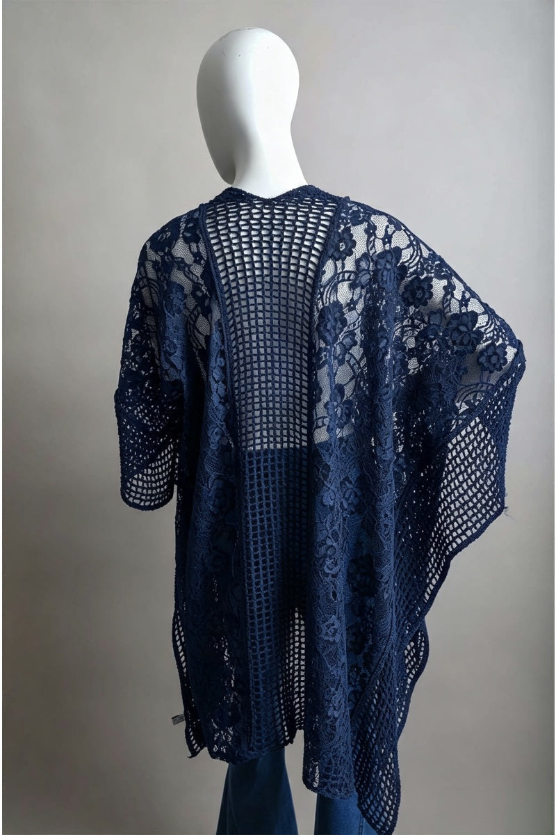 Open Front Floral Knit Kimono – Casual Elegance - Boho Clothing and Accessories - Flyclothing LLC