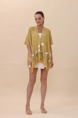 Floral Embroidered Tassel Hem Kimono Cardigan
