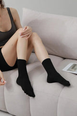 Breathable Cotton Toe Socks – Mid-Calf Solid Color Comfort 🧦🌿
