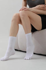 Breathable Cotton Toe Socks – Mid-Calf Solid Color Comfort 🧦🌿