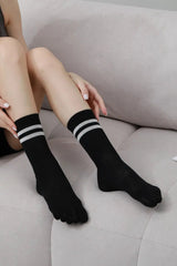 Dual Stripe Toe Socks – Solid Color with Cuff Accent 🧦⚡