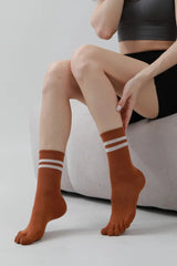 Dual Stripe Toe Socks – Solid Color with Cuff Accent 🧦⚡