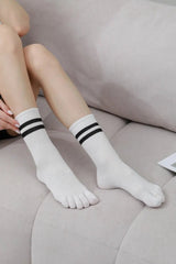 Dual Stripe Toe Socks – Solid Color with Cuff Accent 🧦⚡