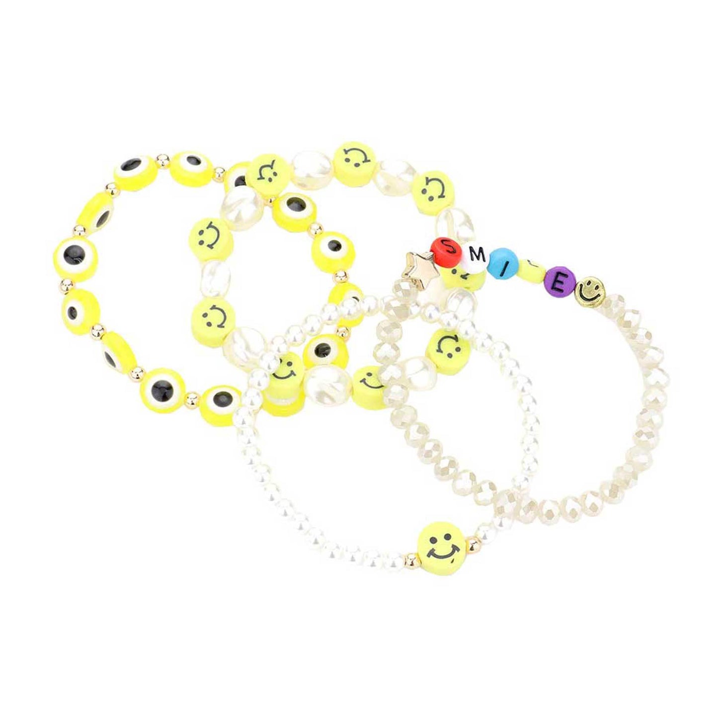 4PCS Freshwater Pearl Evil Eye Beaded Stretch Bracelets - Madeline Love - Flyclothing LLC