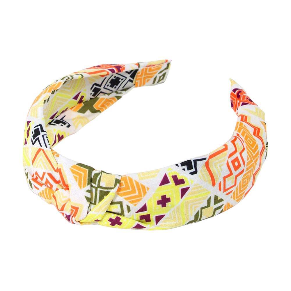 Aztec Patterned Burnout Knot Headband - Madeline Love - Flyclothing LLC