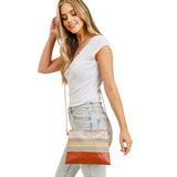 Aztec Patterned Wristlet Clutch Crossbody Bag - Madeline Love - Flyclothing LLC