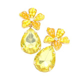 Beaded Flower Teardrop Stone Link Dangle Earrings - Madeline Love - Flyclothing LLC