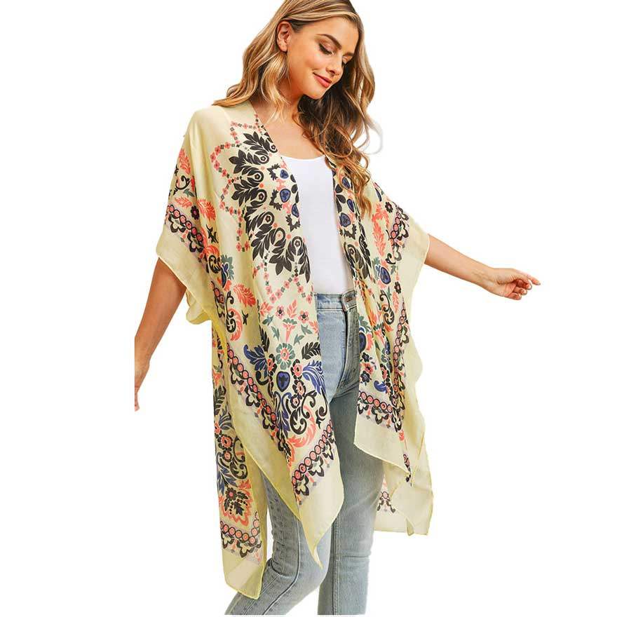 Bohemian Print Cover Up Kimono Poncho - Madeline Love - Flyclothing LLC