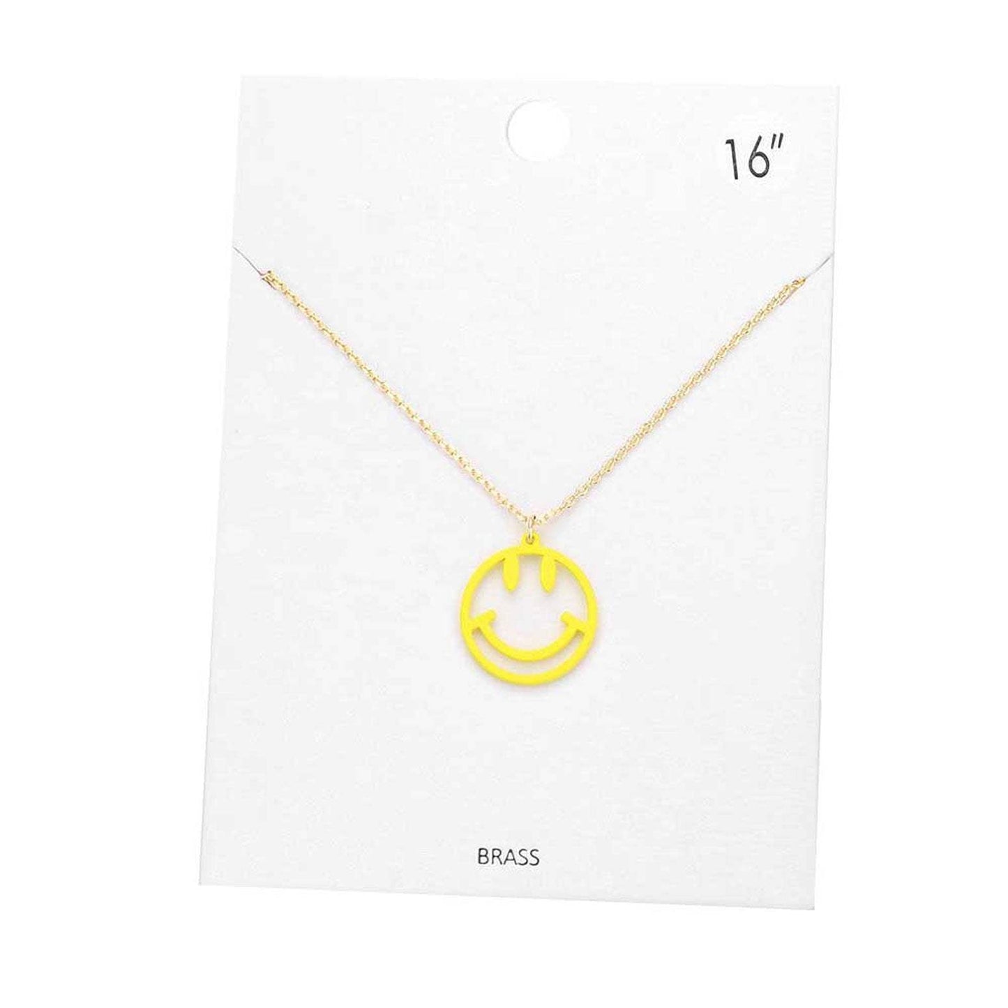 Fashionable Brass Metal Smile Pendant Necklace - Madeline Love - Flyclothing LLC
