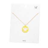 Fashionable Brass Metal Smile Pendant Necklace - Madeline Love - Flyclothing LLC
