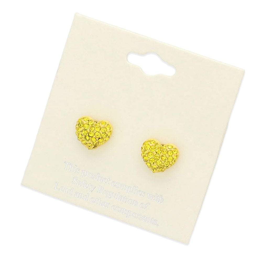 Crystal Pave Heart Stud Earrings - Madeline Love - Flyclothing LLC