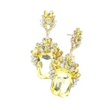 Emerald Cut Stone Accented Evening Earrings - Madeline Love - Flyclothing LLC