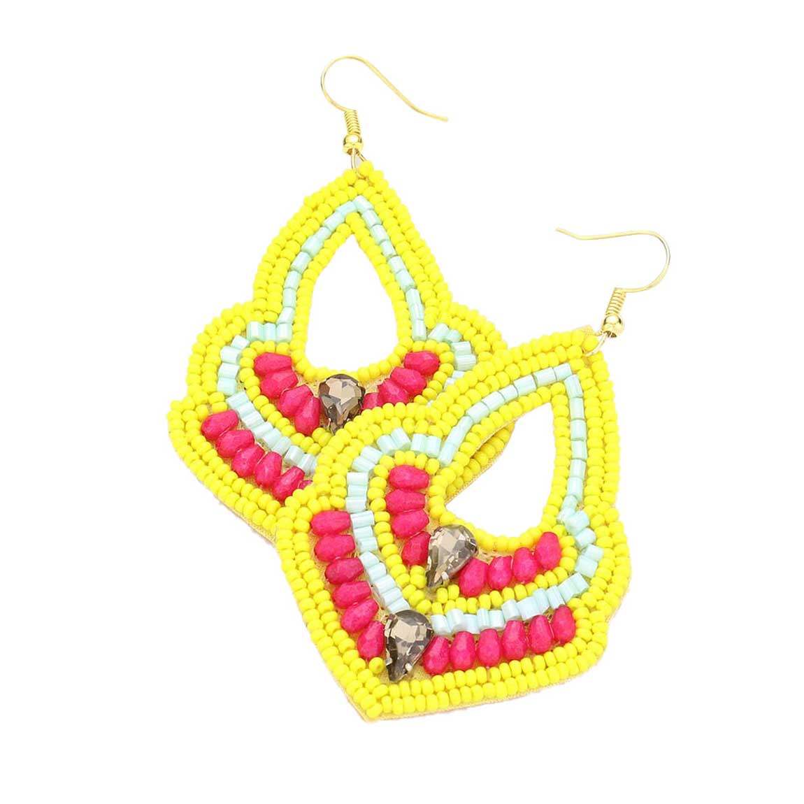 Felt Back Boho Multi Beaded Dangle Earrings - Madeline Love - Flyclothing LLC