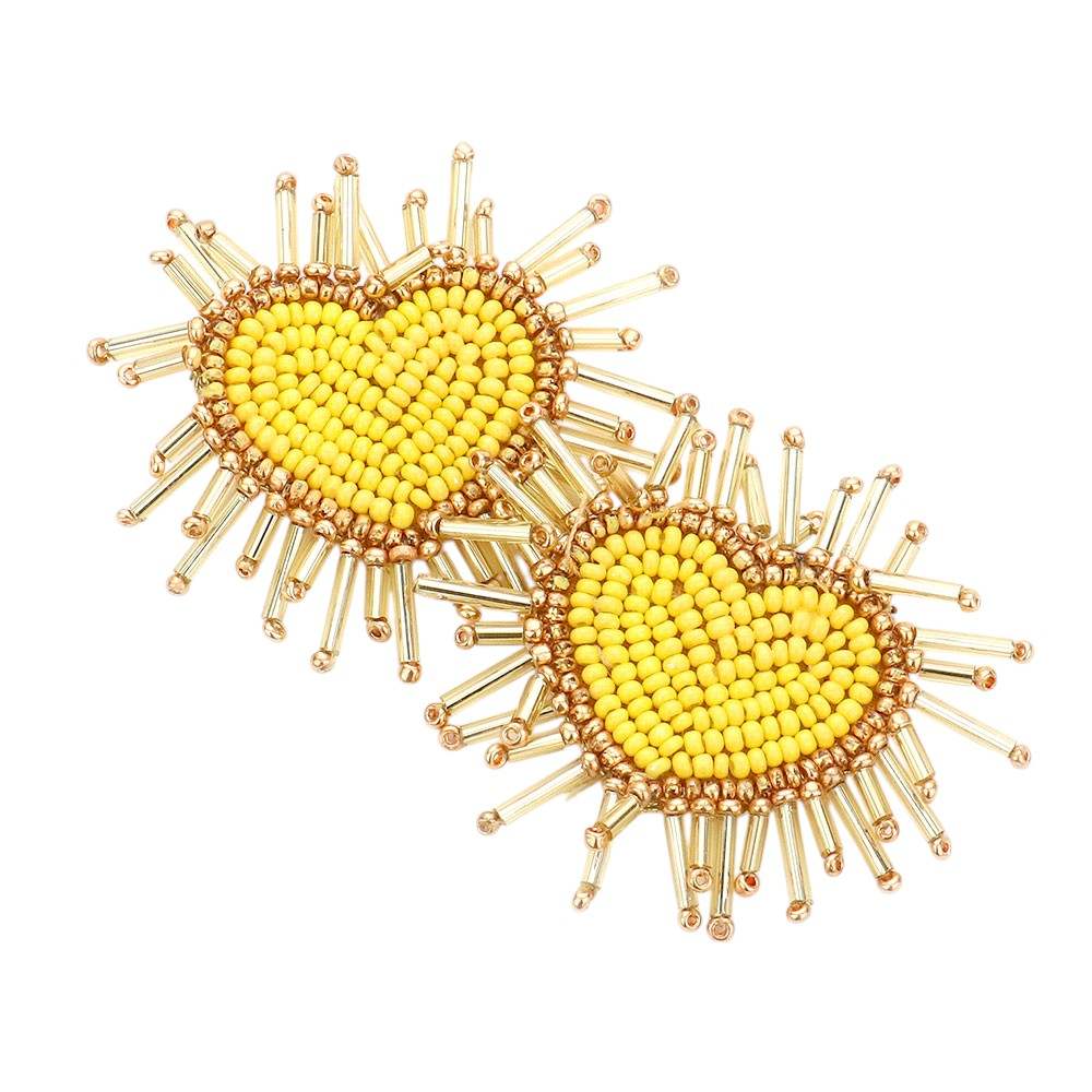 Felt Back Seed Beaded Heart Earrings - Madeline Love - Flyclothing LLC