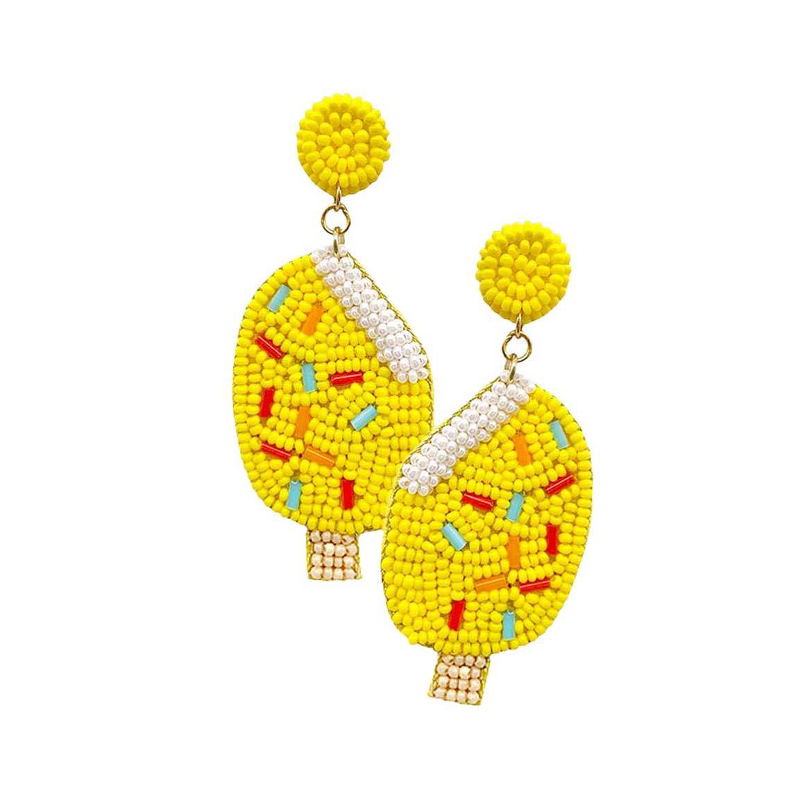 Felt Back Seed Beaded Popsicle Dangle Earrings - Madeline Love - Flyclothing LLC